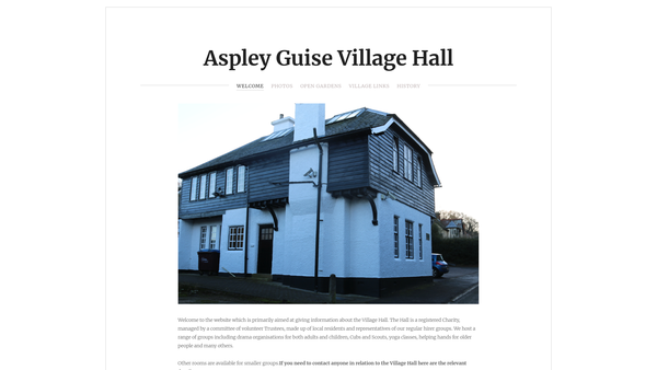 Screenshot of the Aspley Guise Village Hall Management Committee website