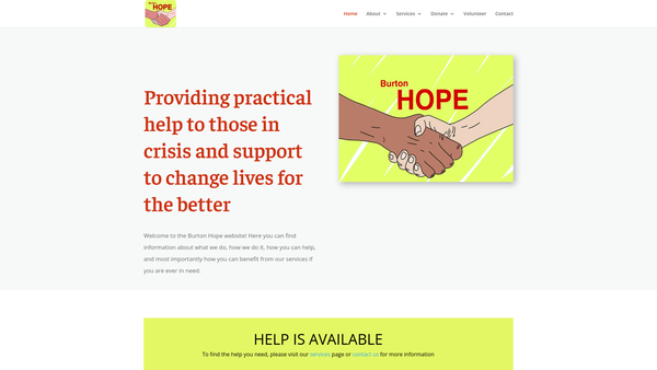 Screenshot of the Burton Hope website