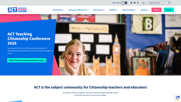 Screenshot of the Association For Citizenship Teaching website