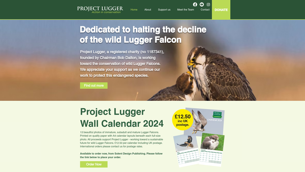 Screenshot of the Project Lugger website
