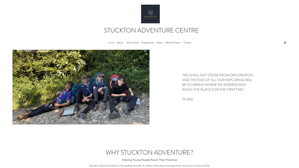 Screenshot of the Stuckton Adventure Centre website