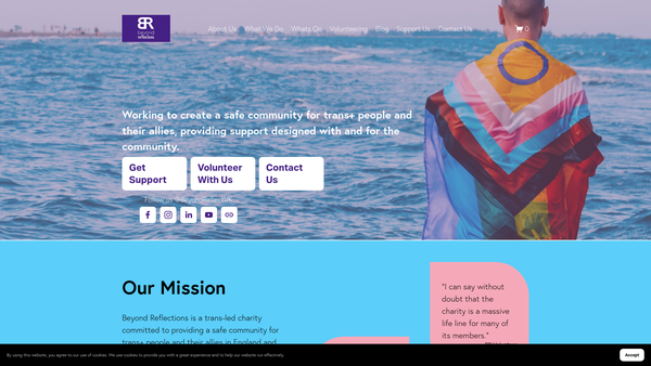 Screenshot of the Beyond Reflections website