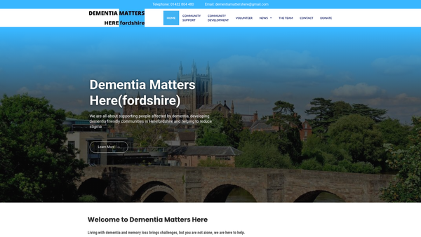 Screenshot of the Dementia Matters - Here (Fordshire) website