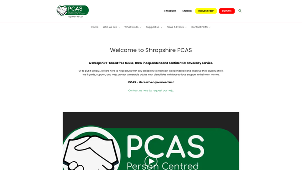 Screenshot of the Shropshire Peer Counselling And Advocacy Service website