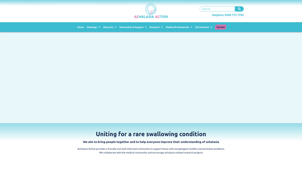 Screenshot of the Achalasia Action website