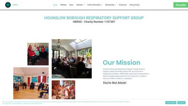 Screenshot of the Hounslow Borough Respiratory Support Group website