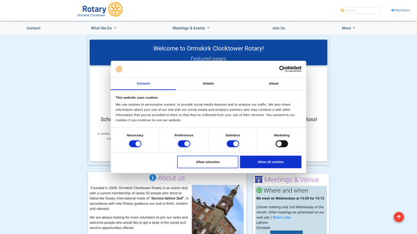 Screenshot of the Rotary Club Of Ormskirk Clock Tower Trust Fund website