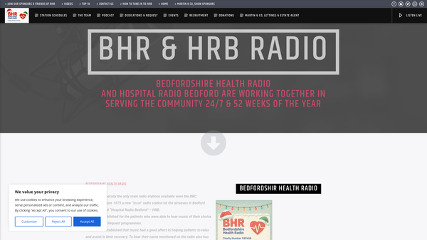 Screenshot of the Bedfordshire Health Radio website