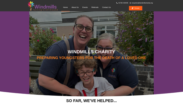 Screenshot of the Windmills - Preparing Youngsters For The Death Of A Loved One website