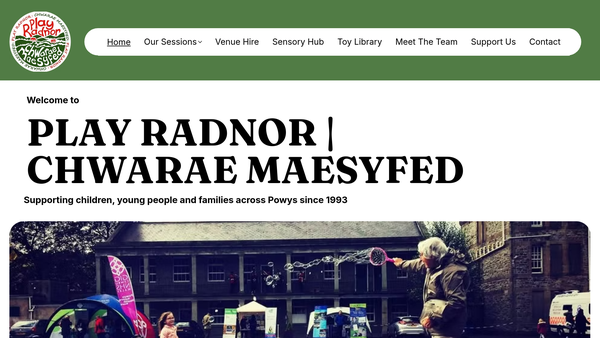 Screenshot of the Play Radnor / Chwarae Maesyfed website