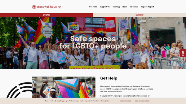 Screenshot of the Stonewall Housing Charitable Foundation website
