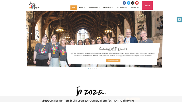 Screenshot of the Voices Of Hope website