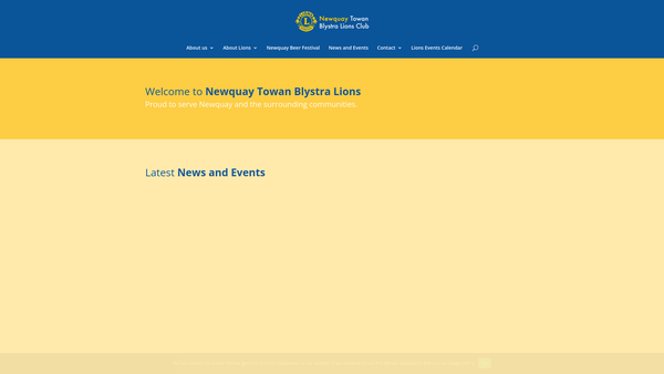 Screenshot of the Newquay Towan Blystra Lions Club (CIO) website