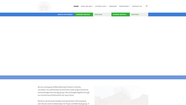 Screenshot of the Chorley Evangelical Free Church website