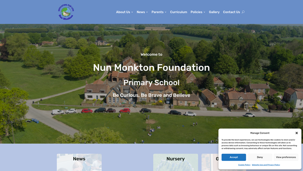Screenshot of the Nun Monkton Foundation Primary School Parent Teacher And Friends Association. website