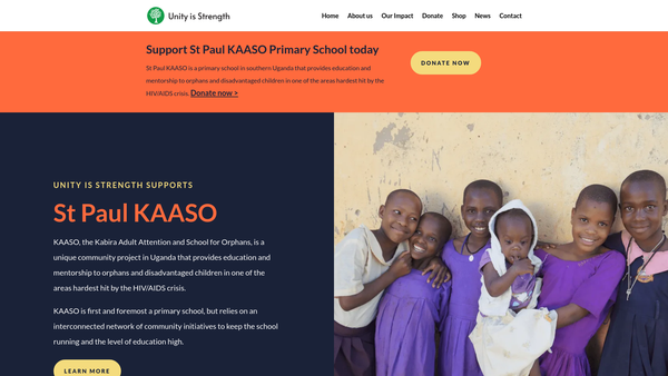 Screenshot of the Unity Is Strength website