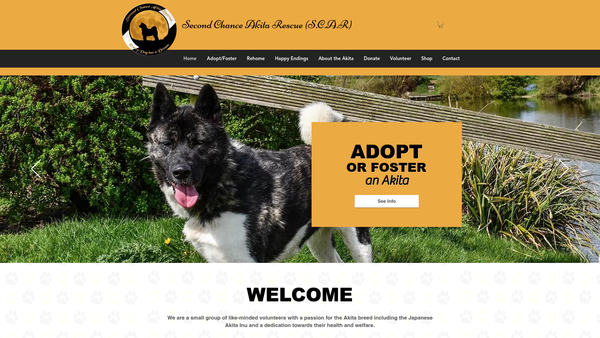 Screenshot of the Second Chance Akita Rescue UK website
