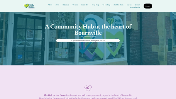 Screenshot of the Bournville Hub CIO website