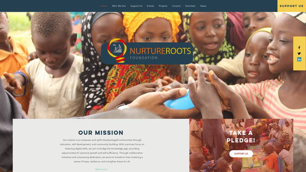 Screenshot of the Nurture Roots Foundation website