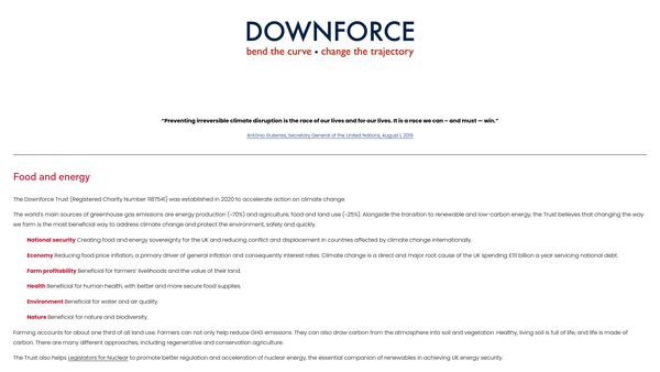 Screenshot of the The Downforce Trust website