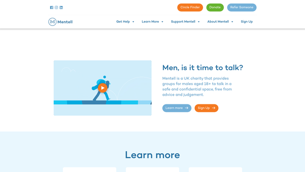 Screenshot of the Mentell website