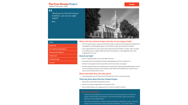 Screenshot of the The Four Streets Project website