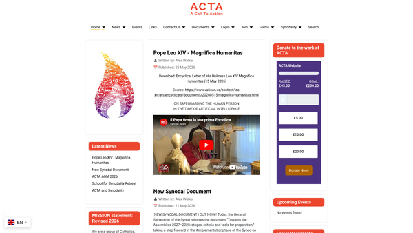 Screenshot of the A Call To Action (Acta) website
