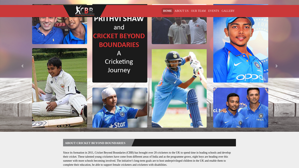 Screenshot of the Cricket Beyond Boundaries website