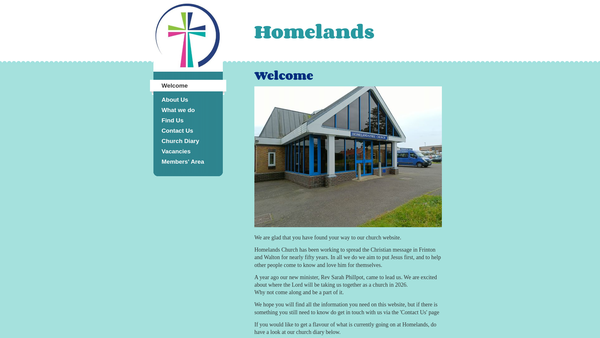 Screenshot of the Homelands Free Church website