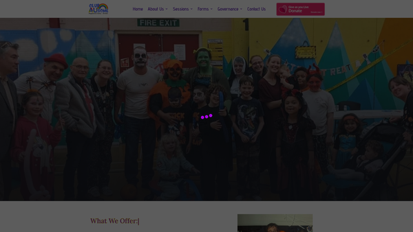 Screenshot of the Club Ausome website
