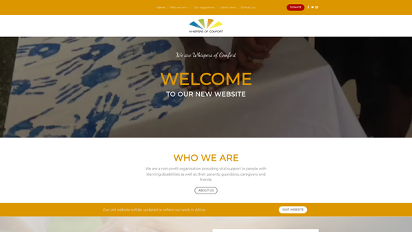 Screenshot of the Whispers Of Comfort website
