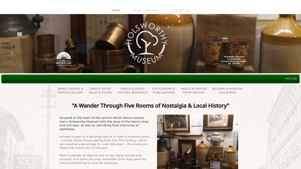 Screenshot of the Holsworthy Museum website