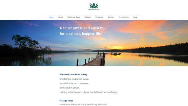 Screenshot of the Mindful Surrey UK website