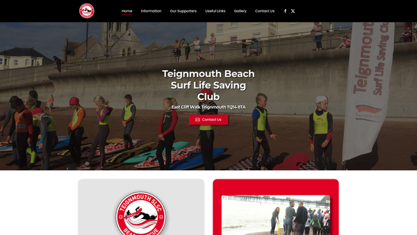 Screenshot of the Teignmouth Beach Surf Life Saving Club website
