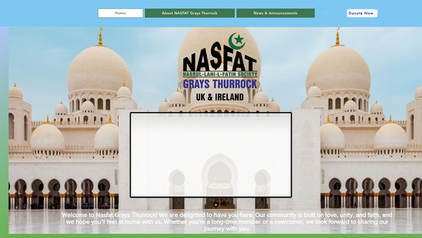 Screenshot of the Nasrul-Lahi-L-Fatih Society (Grays Thurrock Branch) website