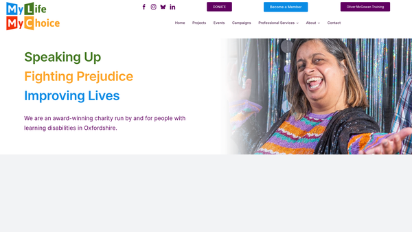 Screenshot of the My Life My Choice website