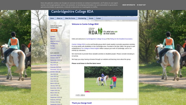 Screenshot of the Cambridge College Riding For The Disabled Association website