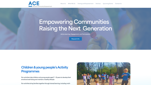 Screenshot of the Acronym Community Empowerment (ACE) website