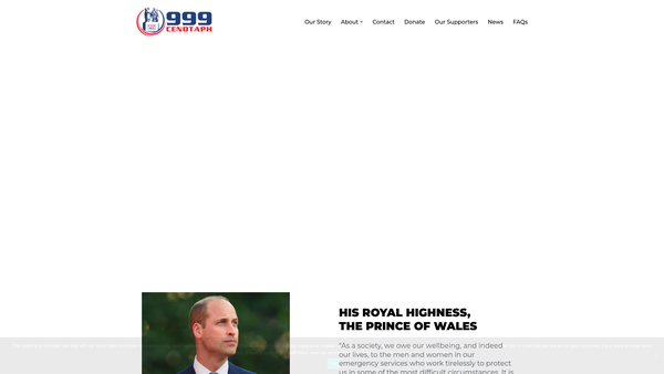 Screenshot of the Emergency Services Cenotaph website