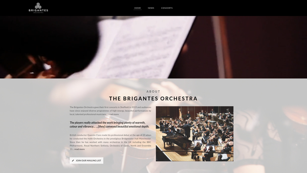 Screenshot of the Brigantes Music website