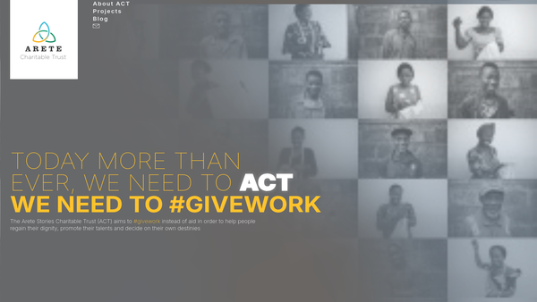 Screenshot of the Arete Stories Charitable Trust website