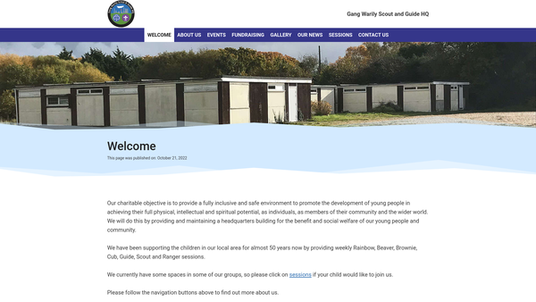 Screenshot of the Gang Warily Scout & Guide Hq website