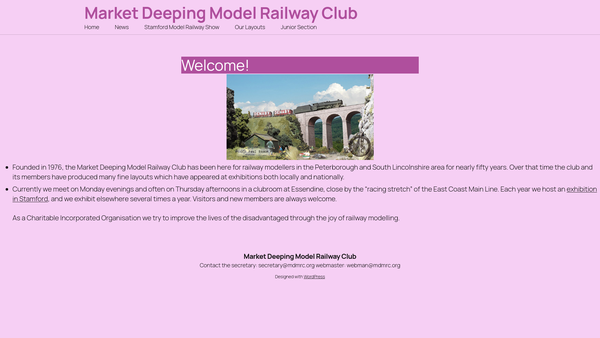 Screenshot of the Market Deeping Model Railway Club website