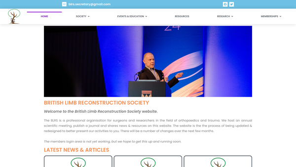 Screenshot of the British Limb Reconstruction Society -Blrs website
