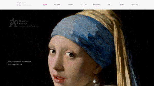Screenshot of the The Arts Society Harpenden Evening website