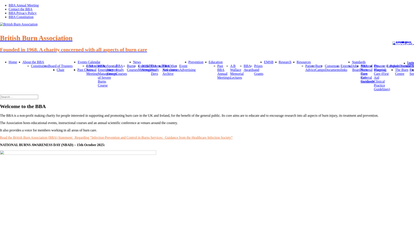Screenshot of the British Burn Association website