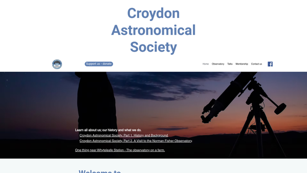 Screenshot of the Croydon Astronomical Society website