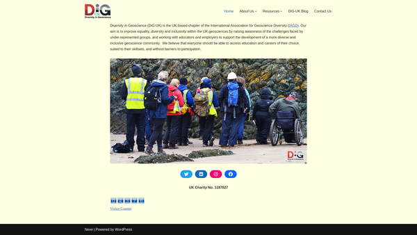 Screenshot of the Diversity In Geoscience UK website
