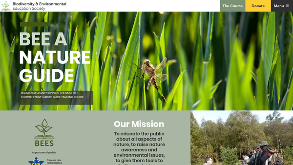 Screenshot of the Biodiversity And Environmental Education Society (Bees) website