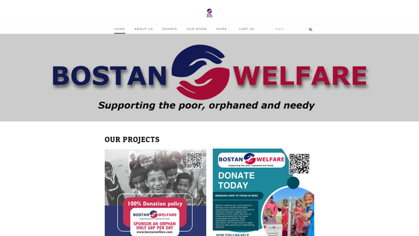 Screenshot of the Bostan Welfare website